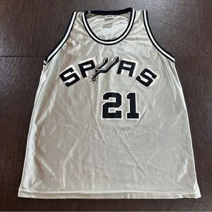 Tim Duncan Silver San Antonio Spurs NBA Youth Basketball Jersey Sz 18-20